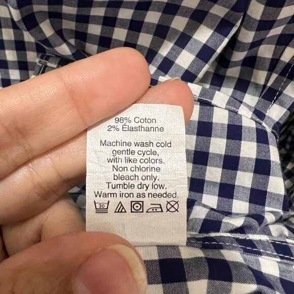 J. Crew Navy Blue Thompson check button down shirt size 16-16.5 L - Picture 4 of 6